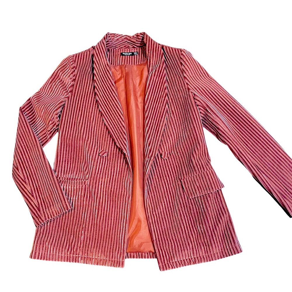 NASTY GAL | STRIPED VELVET BLAZER | BRAND NEW
